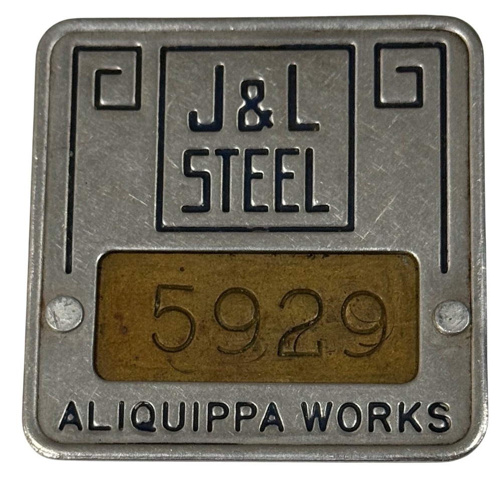 J&L‎ Steel Employee ID Badge Aliquippa Works Vintage Employee 5929 Metal